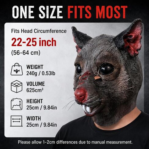 Halloween mask，Latex mouse head mask, animal mouse mask, Halloween costume, party prop in Kuwait