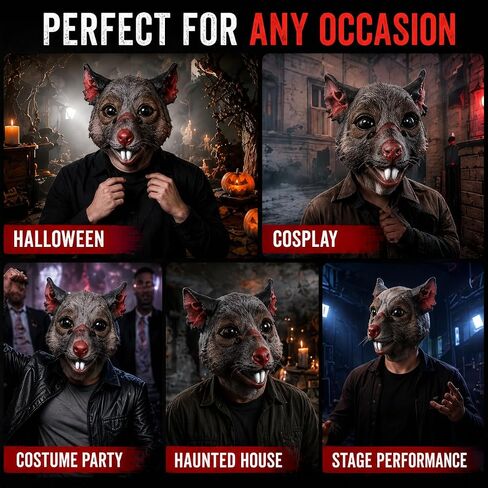 Halloween mask，Latex mouse head mask, animal mouse mask, Halloween costume, party prop in Kuwait