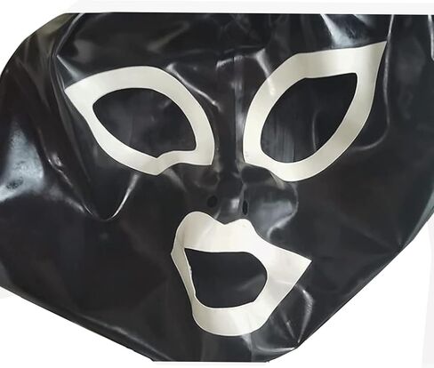 ABWL Black Latex Hood Mask Unisex,Handmade Rubber Masks with Double Ponytail wig for Cosplay Costumes in Saudi Arabia