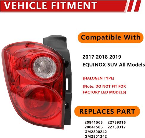 Tail Light Assembly Compatible With 2010 2011 2012 2013 2014 2015 Chevy Equinox Left Driver Side Brake Rear Lamp Taillights Rear Lights in Kuwait