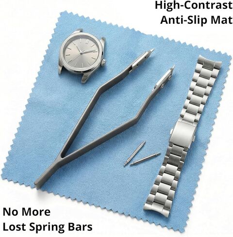 Watch Strap Changing Kit, Scratch-Free 7825 Style Spring Bar Pliers with 5mm Protective Tape & Suede Mat, Reinforced Alloy Steel Tool for Luxury Watches, 1.0mm & 1.4mm Tips in Saudi Arabia