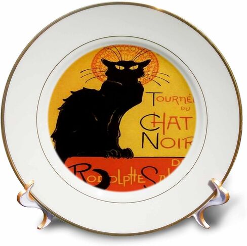 3dRose cp_46907_1 Le Chat Noir-Advertising, Art Nouveau, Black cat, cat, Cats, Chat Noir, le Chat-Porcelain Plate, 8" in Kuwait