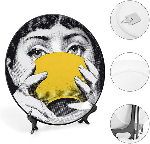 Lina Cavalieri Plate, Fornase Decorative Plate Face Makeup Plate Wall Hanging Decoration,Including Bracket and Special Spring Hook,style-11,6inch in Saudi Arabia