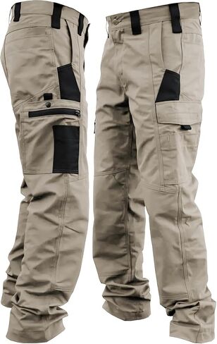 Durable Men's Tactical Cargo Pants Multi-Pocket Workwear for Outdoor Construction Hiking Trekking Spring Fall Use in Kuwait