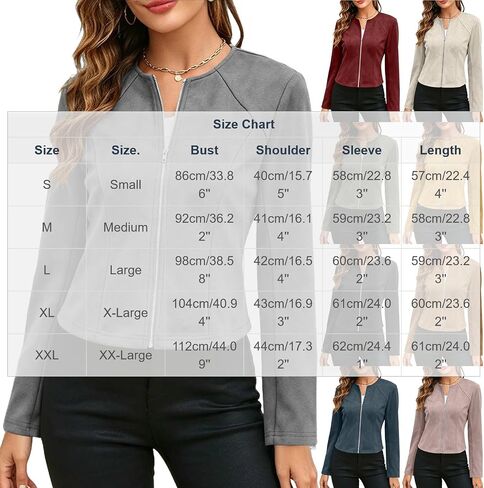 Fall Jackets For Women 2026 Faux Suede Round Neck Full Zip Jacket Long Sleeve Casual Lightweight Cropped Coats in Saudi Arabia