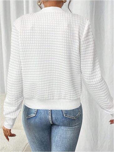 SOLY HUX Women's Zip Up Bomber Jacket Long Sleeve Knit Dressy Office Jackets Coat Casual Outerwear in Kuwait