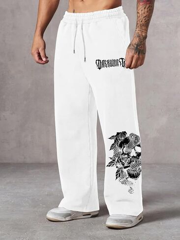 Mens Baggy Pants Y2K Graphic Sweatpants Fashion Unisex Oversized Pants for Men with Pockets & Drawstring in Kuwait