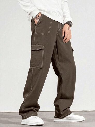 Men's Big & Tall Cargo Pants, 1-Pack Loose Straight-Leg Casual Trousers, Breathable Quick-Dry for Work Home & Sports in Kuwait