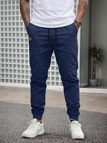 Men's Hiking Cargo Pants Elastic Waist Lightweight with Pockets in Kuwait