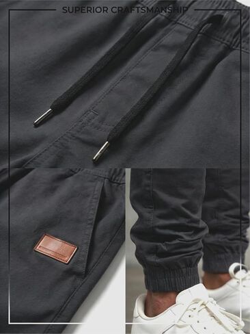 Men's Hiking Cargo Pants Elastic Waist Lightweight with Pockets in Kuwait