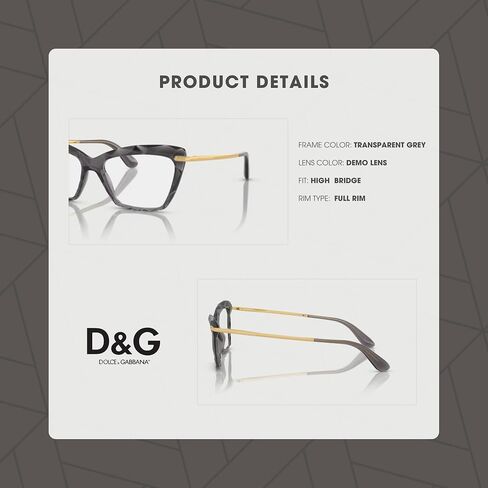 Dolce&Gabbana DG5025 504 53M Transparent Grey Cateye Eyeglasses for Women+ Bundle with Accessory Eyewear Kit in Kuwait