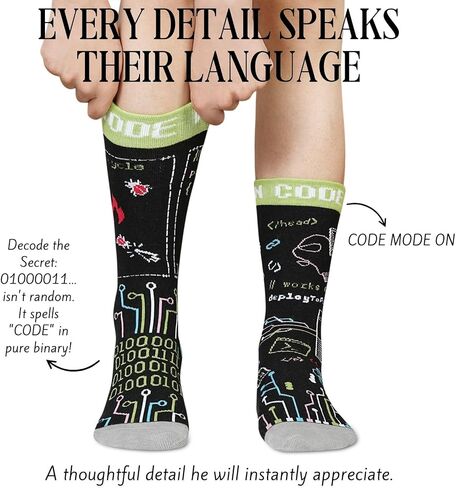 InnoBeta Tech Gifts for Men, Funny One Size Crew Sock for Programmer Geek Coder Tech Guys Techie Coder for Birthday Christmas in Kuwait
