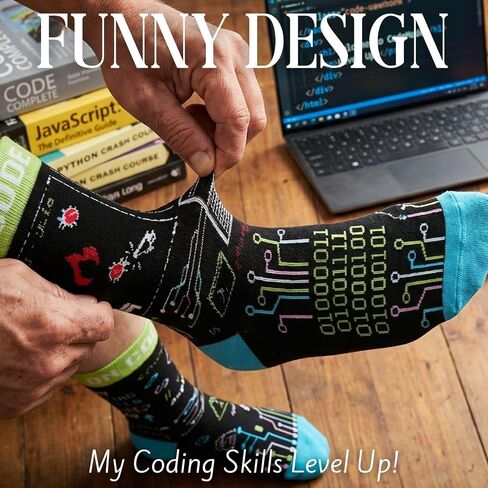 InnoBeta Tech Gifts for Men, Funny One Size Crew Sock for Programmer Geek Coder Tech Guys Techie Coder for Birthday Christmas in Kuwait