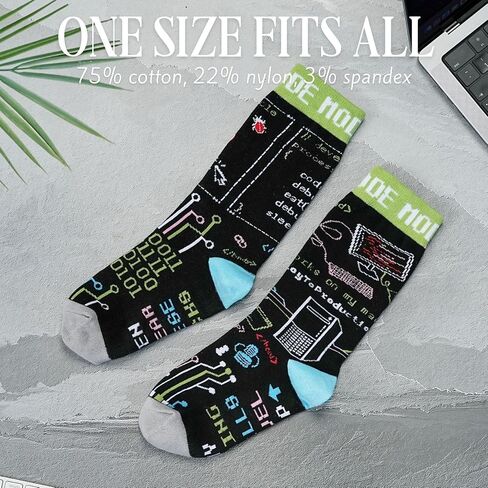InnoBeta Tech Gifts for Men, Funny One Size Crew Sock for Programmer Geek Coder Tech Guys Techie Coder for Birthday Christmas in Kuwait