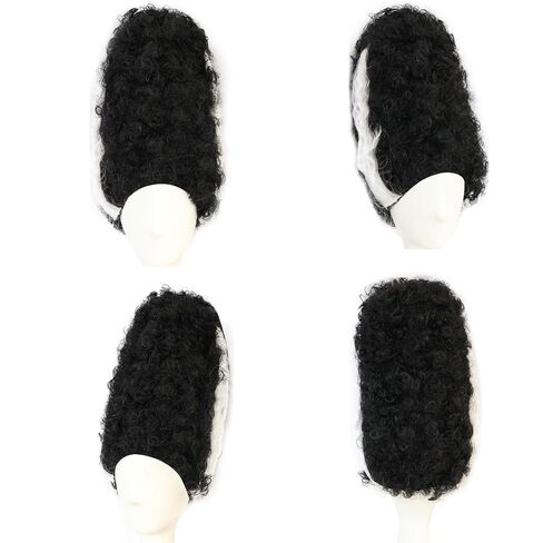 Hair Cap+Monster Bride Wig for Women Black White Beehive Wig Fluffy Curly Hair Black White Gothic Outfit Monster Bride Cosplay Costume Synthetic Beehive Outfit for Theme Party Halloween Cosplay in Saudi Arabia