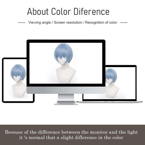 Short Blue Cosplay Wig Light Blue Anime Wig Bob with Bangs Heat Resistant Hairwig for Cosplay Costume Anime Halloween (Short Blue) in Saudi Arabia