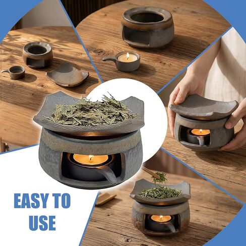 Ceremony Ceramic Incense Holder Aromatherapy Diffuser, White Sage Incense Burner, Herb Burner & Candle Wax Warmer with Tealight Holder, Home Fragrance Accessories for Relaxation & Meditation in Saudi Arabia