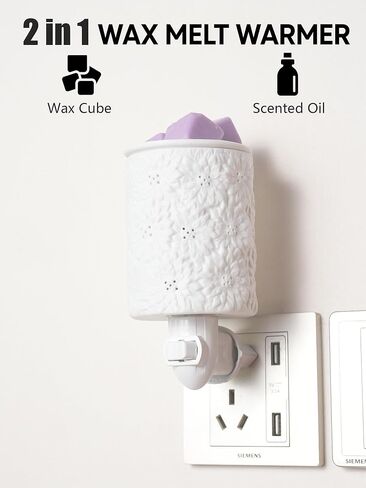 Sunflower Flower Wax Melt Warmer Wall Plug in Electric White Ceramic Christmas Oil Melter Cute Small Aromatherapy for Home Decorative Burner Light Scented Candle Tart Scent Warm Fragrance (S) in Saudi Arabia