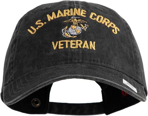 e4Hats.com US Marine Corps Veteran Design Embroidered Washed Solid Pigment Dyed Cotton Twill Brass Buckle Cap in Kuwait