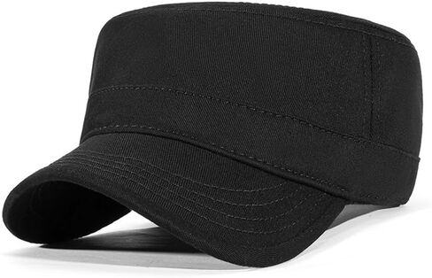 M,XL, XXL Military Hat, Big Head 22"-25" Cadet Army Cap for Men, Solid Cotton Flat Top Cap for Outdoor in Kuwait