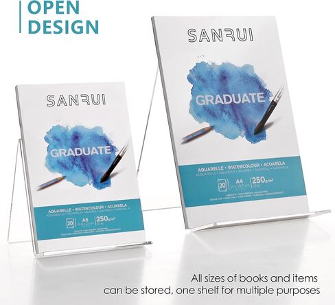 2 Pack Acrylic Book Display Holder, 6x9 inch A5 Letter Size, Clear Easel Base Stand Vinyl Record Rack for Display Album, CD, Magazine, Postcard, Picture, Plate, LP Cover, Artworks, Phone, Tablet in Kuwait