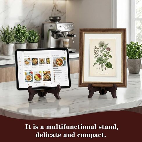 2 Pcs Wooden Plate Stand for Display, 4" Folding Wooden Plate Holder, Vintage Brown Picture Frame Stand, Small Plate Easel for Display Picture Frame Book Dish Artwork Easels in Saudi Arabia