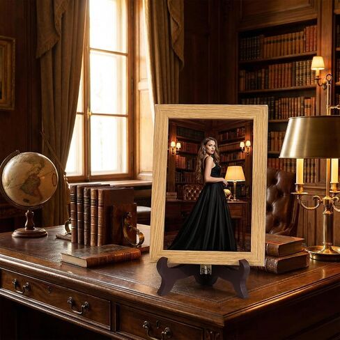 2 Pcs Wooden Plate Stand for Display, 4" Folding Wooden Plate Holder, Vintage Brown Picture Frame Stand, Small Plate Easel for Display Picture Frame Book Dish Artwork Easels in Saudi Arabia