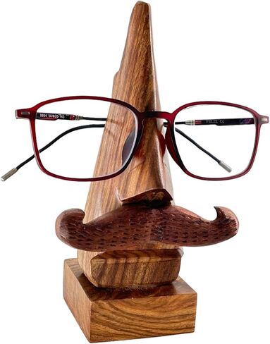 Handcrafted Wooden Spectacle Eyeglasses Holder Classic Nose Shaped Eyewear Retainer-Sunglasses Holder Display Stand, Spectacle Stand- Optical Glass Accesories, Home Office Desk Decor Gift in Saudi Arabia