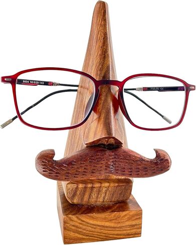 Handcrafted Wooden Spectacle Eyeglasses Holder Classic Nose Shaped Eyewear Retainer-Sunglasses Holder Display Stand, Spectacle Stand- Optical Glass Accesories, Home Office Desk Decor Gift in Saudi Arabia