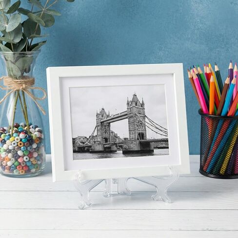 Nogeqi 4 Pieces Clear Acrylic Plate Stands for Display, 7 Inch, Acrylic Easel Display Stands Clear Folding Plate Holder for Pictures or Other Items for Weddings, Birthdays, Home Decoration, Tables in Kuwait