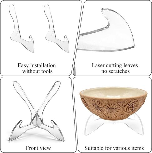 Bowl Display Stand 3.5 Inch X-Shaped Clear Acrylic Bowl Stands for Display Plate Platter Dish China Porcelain Holder Easel Base in Saudi Arabia