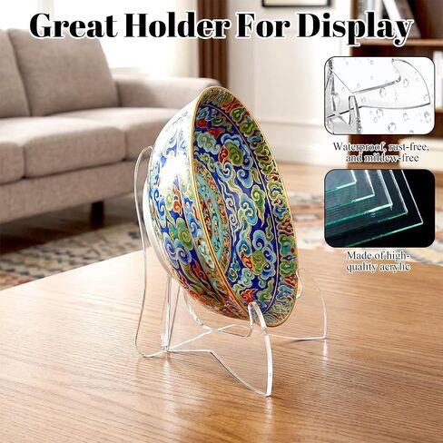 Bowl Display Stand 3.5 Inch X-Shaped Clear Acrylic Bowl Stands for Display Plate Platter Dish China Porcelain Holder Easel Base in Saudi Arabia