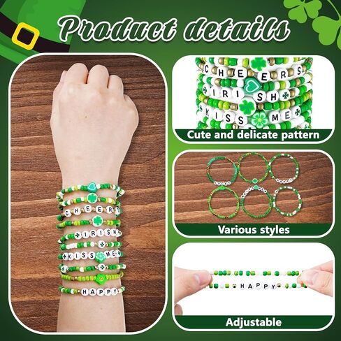 60 pcs Independence Day Bracelets Bulk 4th of July Friendship Adjustable Beaded Bracelets USA Clay Surfer Heishi Patriotic Jewelry for Women Gift Party Supplies in Kuwait