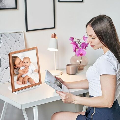 Acrylic Display Stand Set, Tabletop Book Art Display Holder Clear Easel Stand Artwork Storage Rack with Wood Mini Clips for Picture Frame Photo Decorative Plate Record Magazine(COLOR:Transparent) in Saudi Arabia