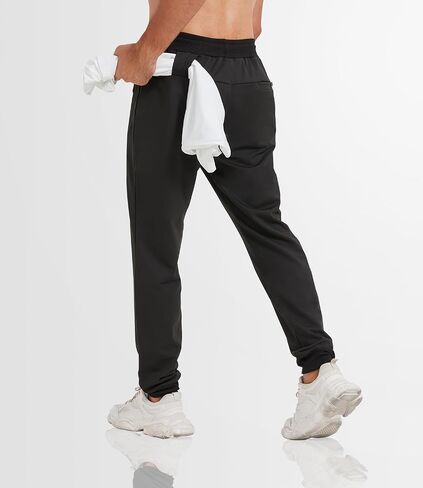 3 Pack Mens Joggers Pants with Zip Pockets Gym Running Sweatpants(Black,Dark Gray,Light Gray,L) in Kuwait