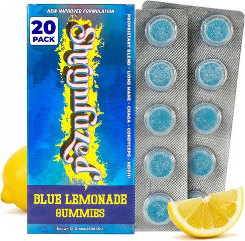 Shrumfuzed Mushroom Gummies | Nootropic Mushroom Supplement with Lion's Mane, Reishi, Cordyceps & Chaga | 20 Count, Blue Lemonade in Saudi Arabia