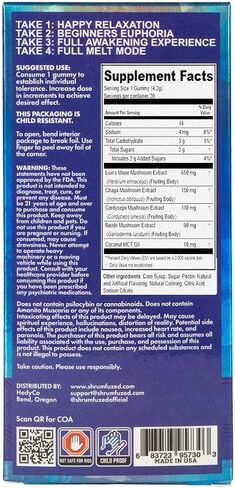 Shrumfuzed Mushroom Gummies | Nootropic Mushroom Supplement with Lion's Mane, Reishi, Cordyceps & Chaga | 20 Count, Blue Lemonade in Saudi Arabia