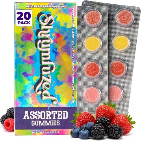 Shrumfuzed Mushroom Gummies | Nootropic Mushroom Supplement with Lion's Mane, Reishi, Cordyceps & Chaga | 20 Count, Assorted Flavors in Saudi Arabia