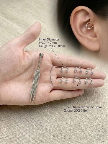 Horseshoe Nose Ring for Women Double Gem Horse Shoe Nose Ring Hoop 18g 20g Surgical Steel Silver Cartilage Helix Tragus Earring Hoops Labret Lip Piercing Jewelry Small Septum Rings 18 Gauge 3Pcs Set with Grabber Tool in Kuwait