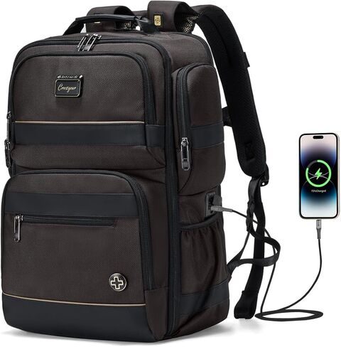 CROSSGEAR Business Backpack for Work and Travel, 58% Strain Reduce Patented Straps, Fits 15.6 Inch Laptop, 17+ Smart Pocket Organizer, Carry-On Size, Laptop Backpack for Men Perfect for Gifts, Black in Saudi Arabia
