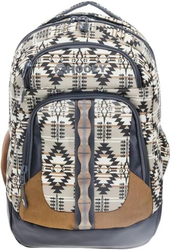 HOOEY Ox 40L Backpack - Extra Large Travel Backpack with Laptop Compartment - Rugged Gear Bag for Work, Gym, & Outdoor Adventures - Unisex (Black/Grey Aztec) in Saudi Arabia