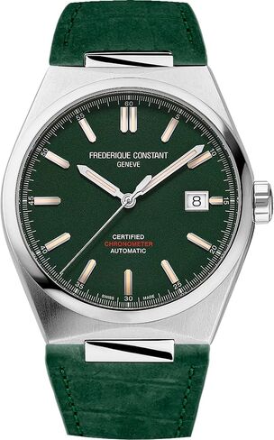 Frederique Constant Mens Swiss Automatic Highlife COSC Silver-Tone Stainless Steel Watch with Bracelet and Additional Green Nubuck Leather Strap, Style: FC-303GRS3NH6B in Saudi Arabia