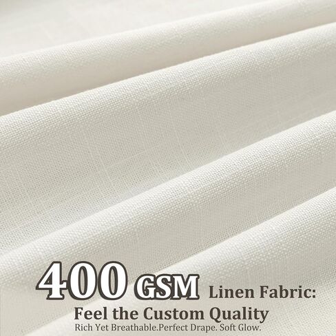 Pinch Pleated Linen Curtains 90 Inch, 2 Panels Premium 400GSM Memory Trained Semi Sheer Light Filtering Window Drapes for Living Room Bedroom Dining, Back Tab & Adjustable Hooks Rings , Birch Natural in Kuwait
