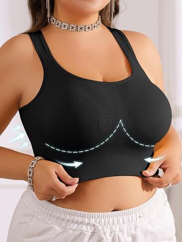 Seamless Black Sports Bra for Women, Padded Comfortable Racerback Yoga Gym Top, Wireless Athletic Underwear in Kuwait