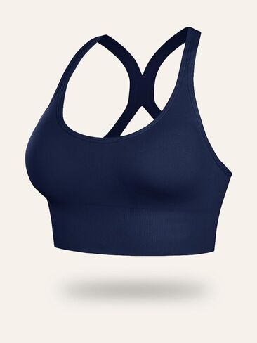 Seamless Black Sports Bra for Women, Padded Comfortable Racerback Yoga Gym Top, Wireless Athletic Underwear in Kuwait