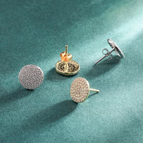S925 Round VVS Synthetic Moissanite Stunning Iced Out Circle Shape Stud Earrings Jewelry Perfect Birthday Mother’s Day Gift for Men Women Silver Earrings Golden Earrings Wedding Set in Saudi Arabia