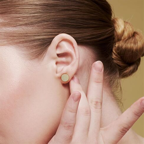 S925 Round VVS Synthetic Moissanite Stunning Iced Out Circle Shape Stud Earrings Jewelry Perfect Birthday Mother’s Day Gift for Men Women Silver Earrings Golden Earrings Wedding Set in Saudi Arabia