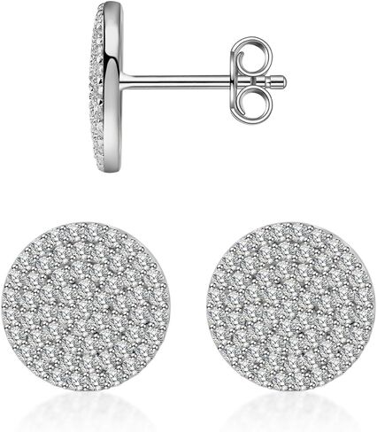 S925 Round VVS Synthetic Moissanite Stunning Iced Out Circle Shape Stud Earrings Jewelry Perfect Birthday Mother’s Day Gift for Men Women Silver Earrings Golden Earrings Wedding Set in Saudi Arabia