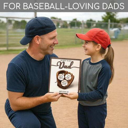 Personalized We Caught The Best Dad Gifts, Custom Gift for Dad Who Love Baseball, Baseball Dad Gifts for Father’s Day Decorations, 2-Layered Wooden Plaque, Dad Wooden Sign in Saudi Arabia