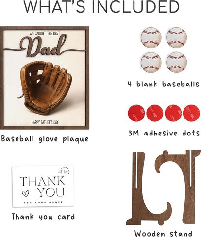 Personalized We Caught The Best Dad Gifts, Custom Gift for Dad Who Love Baseball, Baseball Dad Gifts for Father’s Day Decorations, 2-Layered Wooden Plaque, Dad Wooden Sign in Saudi Arabia